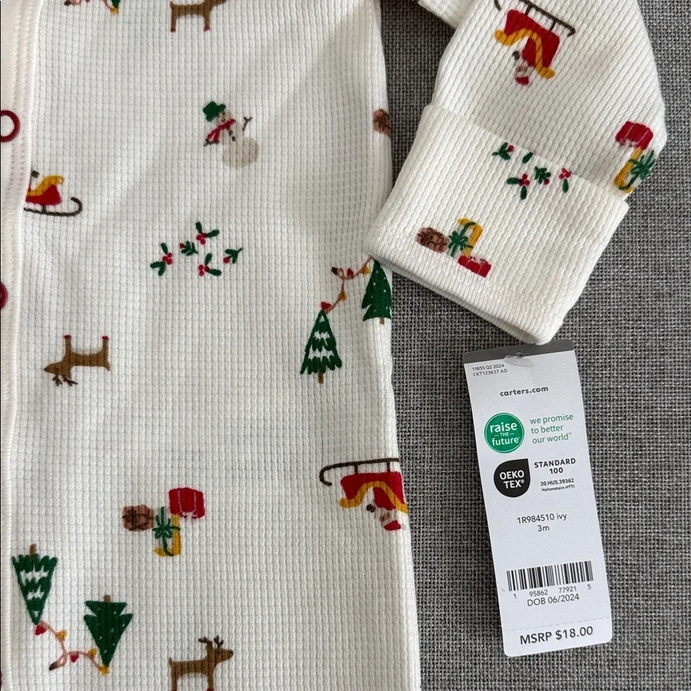 Carter's Cream Holiday Pattern Footie